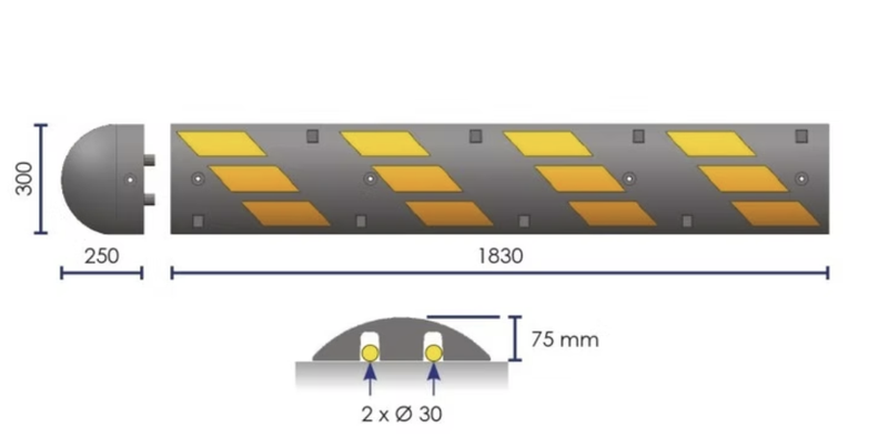 HIGH-VISIBILITY MONOBLOC SPEED BUMP - 15 KM/H