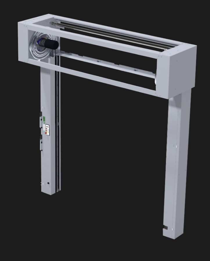 Automated warehouse conveyor system with integrated rollers and motor for efficient material handling.