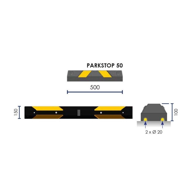 BLACK/YELLOW RUBBER PARKING STOP - view 3